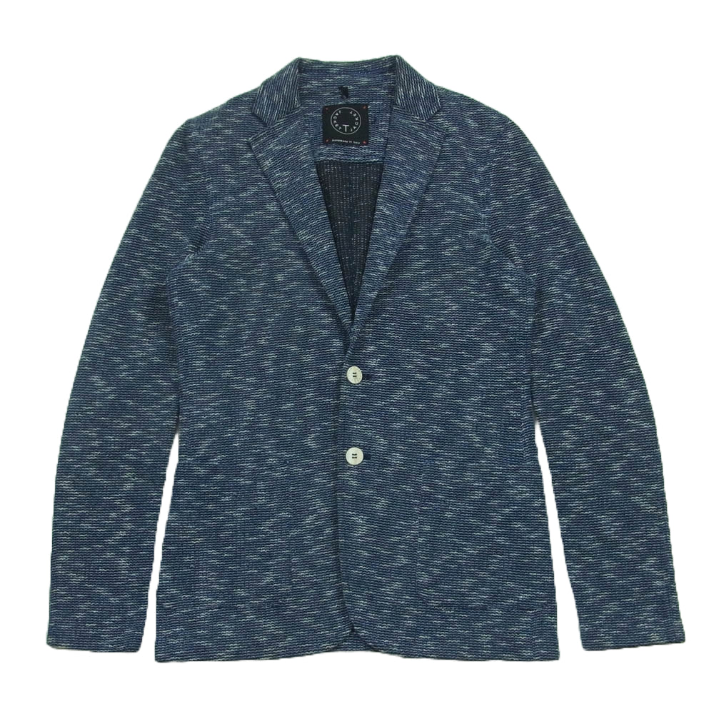 ティージャケット パイル地 2B イージー テーラード ジャケット グレイッシュブルー系 S【中古】