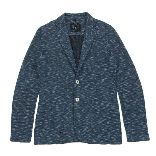 ティージャケット パイル地 2B イージー テーラード ジャケット グレイッシュブルー系 S【中古】