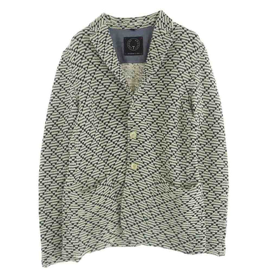 ティージャケット ニット 2B テーラード ジャケット ホワイト系 ネイビー系 S【中古】