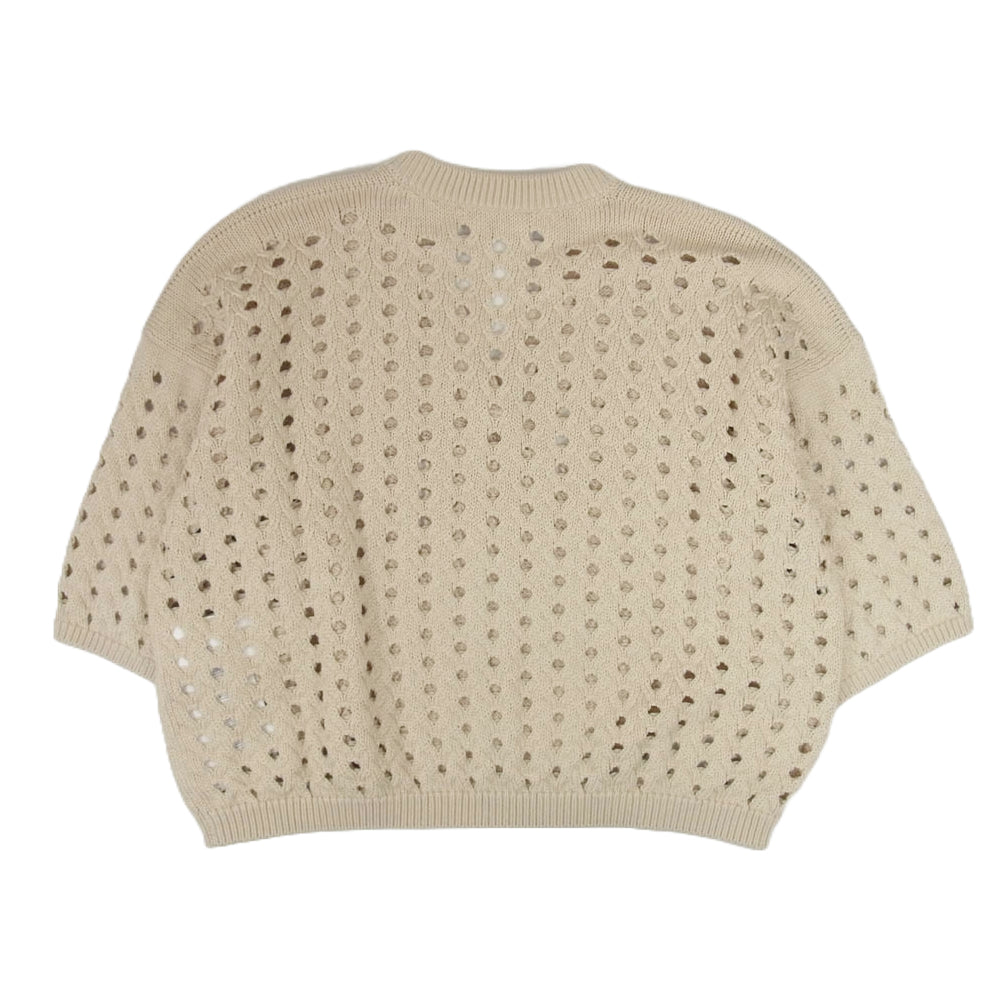 MAX MARA マックスマーラ 24SS 2411361122 透かし編み 七分袖 スリットネック ニット セーター ベージュ系 M【中古】
