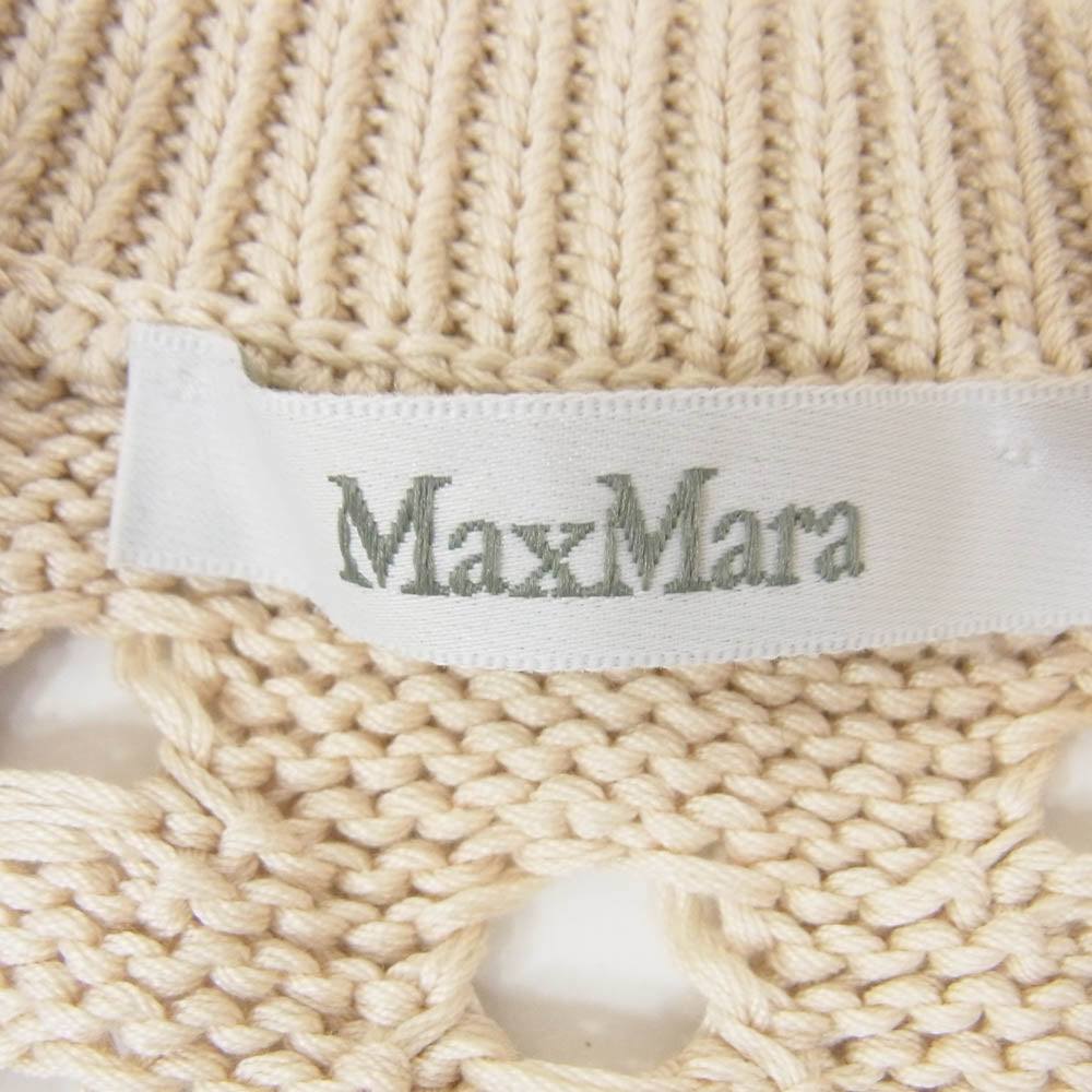 MAX MARA マックスマーラ 24SS 2411361122 透かし編み 七分袖 スリットネック ニット セーター ベージュ系 M【中古】