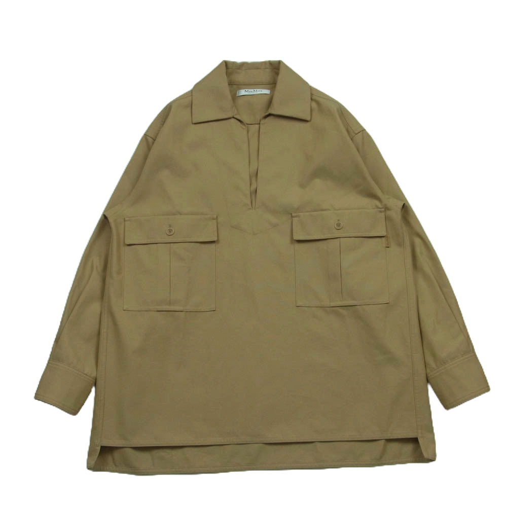 MAX MARA マックスマーラ 24111910436 ブラウス シャツ ジャケット コットン イタリア製 ライトブラウン系 40【中古】