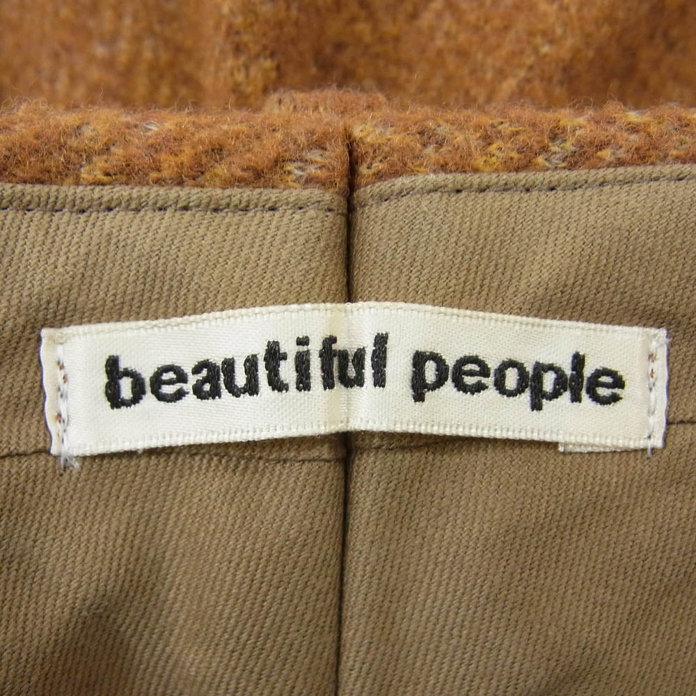 beautiful people ビューティフルピープル 1230305802 ヘリンボーン柄 起毛 ウール スラックスパンツ ブラウン系 M【中古】