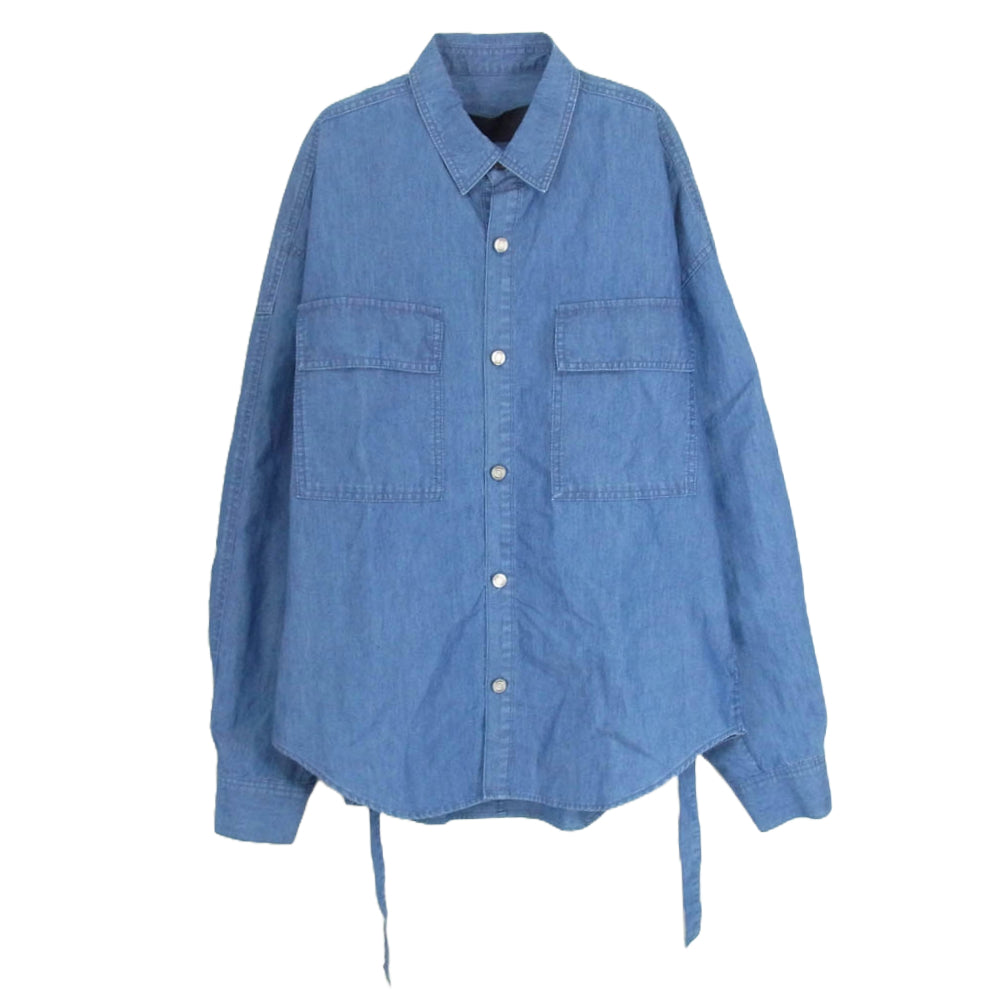 ジュンジー 936939 ベルト付き デニム シャンブレー 長袖 シャツ ブルー系 サイズ表記無【中古】