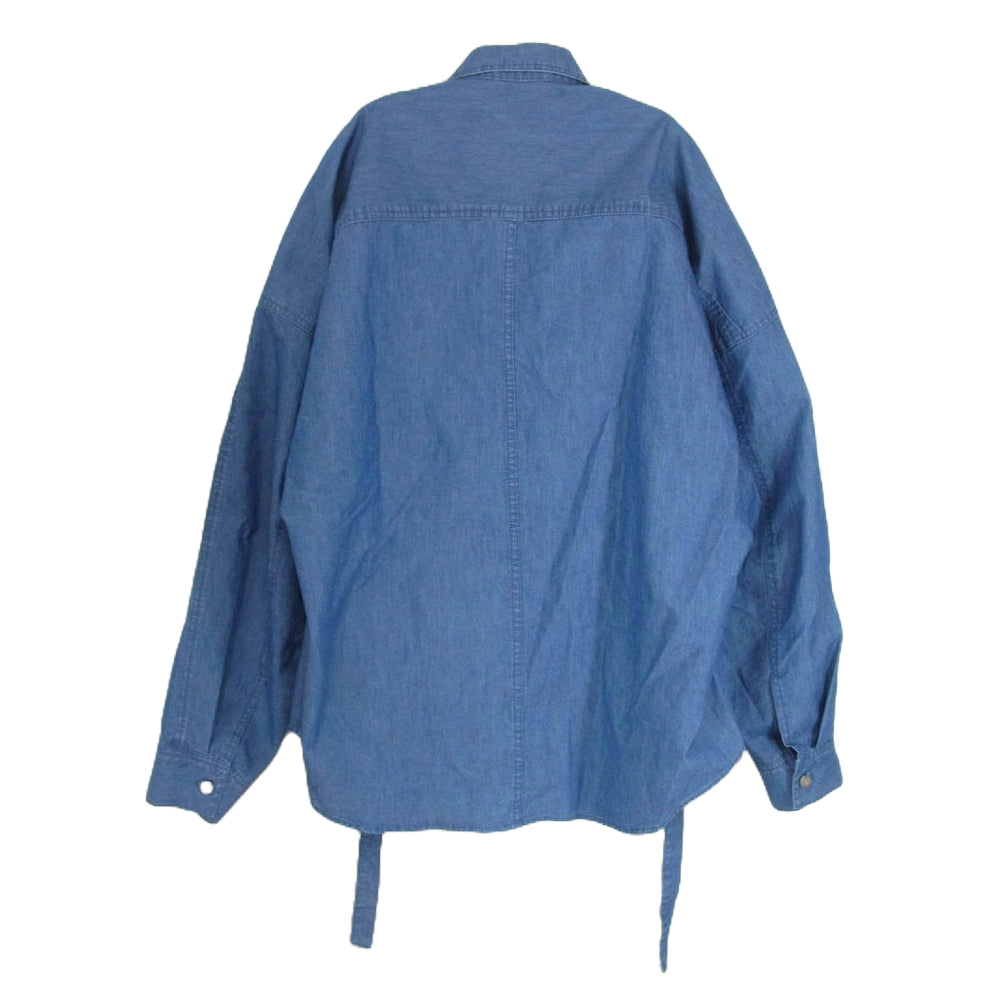 ジュンジー 936939 ベルト付き デニム シャンブレー 長袖 シャツ ブルー系 サイズ表記無【中古】