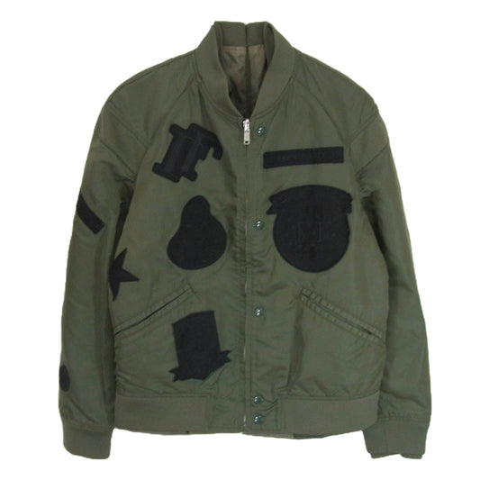 GOLDEN GOOSE ゴールデングース DELUXE BRAND リバーシブル フライトジャケット ワッペン MA-1 ブルゾン カーキ系 XS【中古】