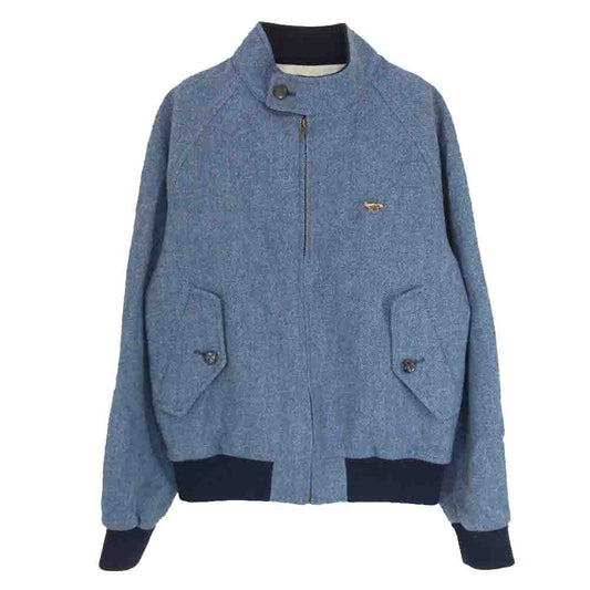 MAISON KITSUNE メゾンキツネ キツネロゴピン付属 ヘリンボーン スイングトップ リブ ブルゾン MA-1 ブルー系 S【中古】