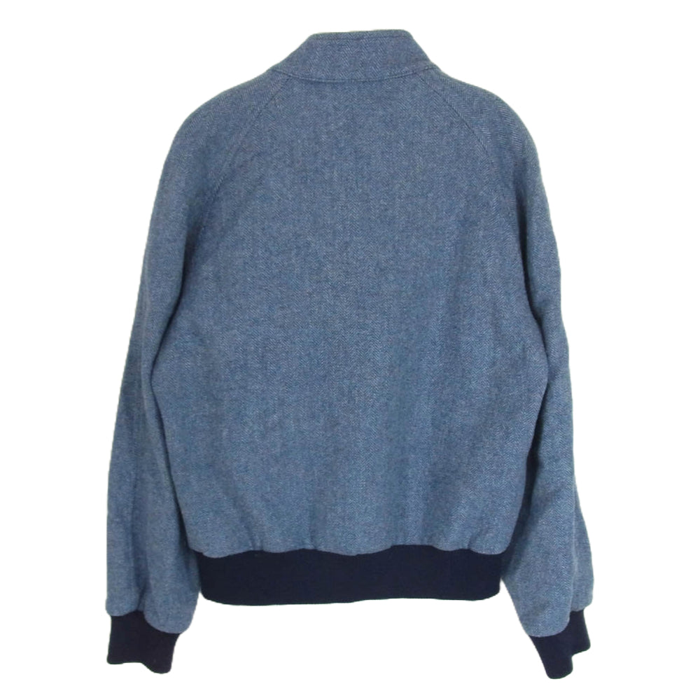 MAISON KITSUNE メゾンキツネ キツネロゴピン付属 ヘリンボーン スイングトップ リブ ブルゾン MA-1 ブルー系 S【中古】