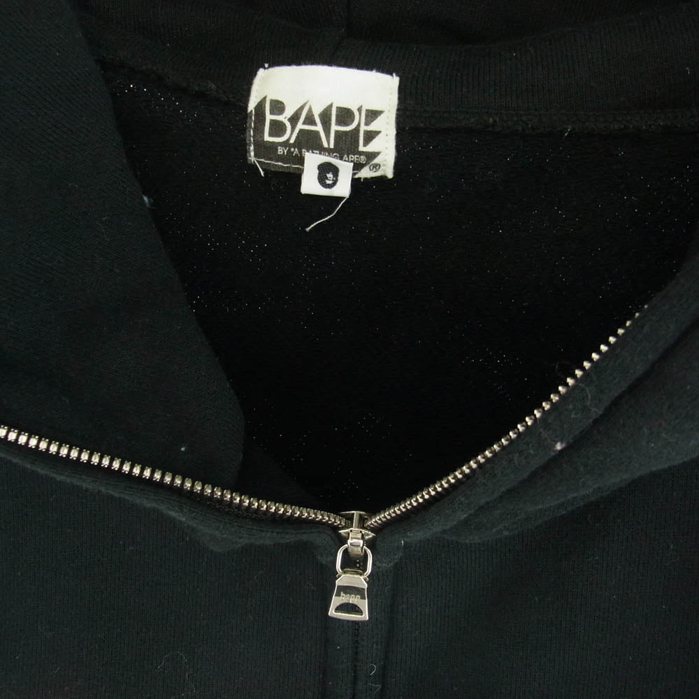 A BATHING APE アベイシングエイプ クロスボーン マイロ フルジップ スウェット パーカー ブラック系 M【中古】