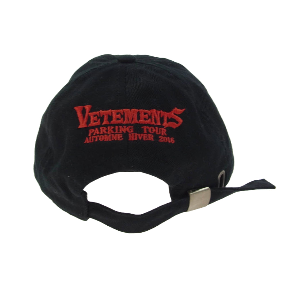 VETEMENTS ヴェトモン WF17AC3 PARKING TOUR CAP パーキングツアー バックロゴ刺繍 ベースボール キャップ ブラック系【中古】