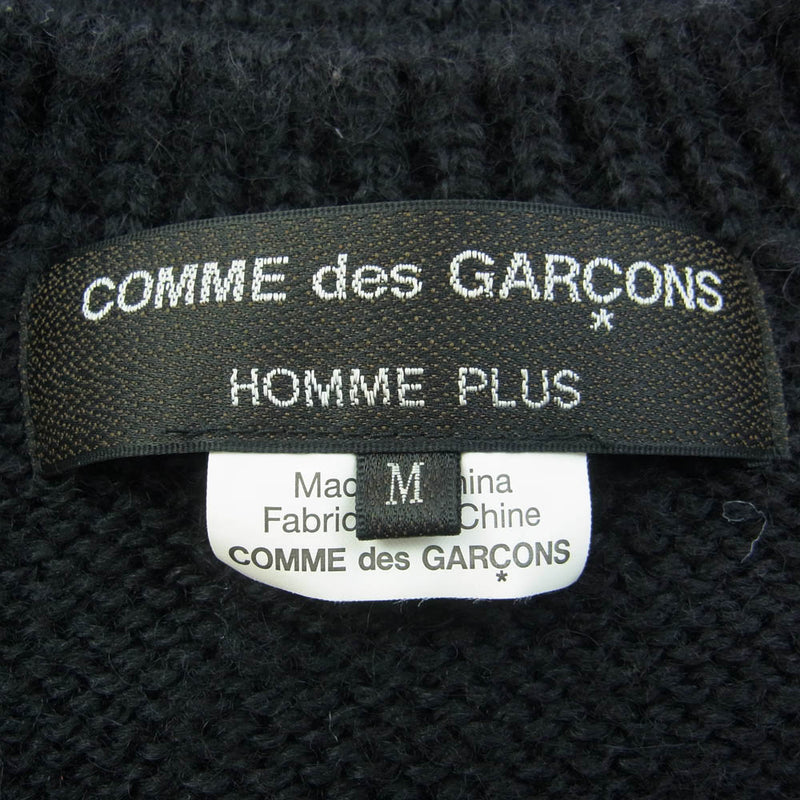 COMME des GARCONS HOMME PLUS コムデギャルソンオムプリュス 22AW PJ-N011 ロゴインタージャニット クルーネック ウール ニット 総柄 セーター ブラック系 M【中古】