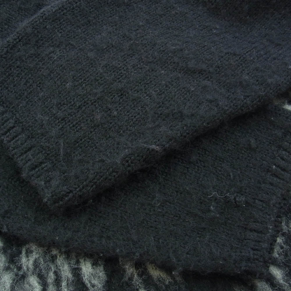 COMME des GARCONS HOMME PLUS コムデギャルソンオムプリュス 22AW PJ-N011 ロゴインタージャニット クルーネック ウール ニット 総柄 セーター ブラック系 M【中古】