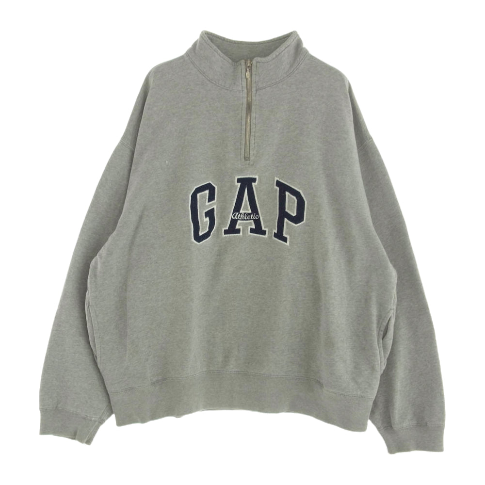 GAP ギャップ OLD GAP ロゴ刺繍 オールド ハーフジップ スウェット プルオーバー グレー系 XL【中古】
