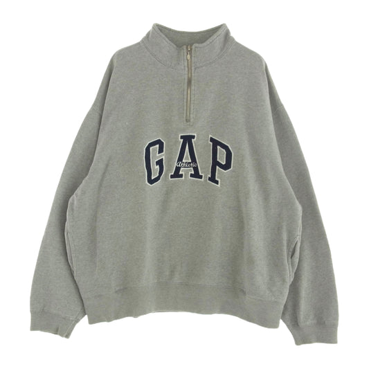 GAP ギャップ OLD GAP ロゴ刺繍 オールド ハーフジップ スウェット プルオーバー グレー系 XL【中古】