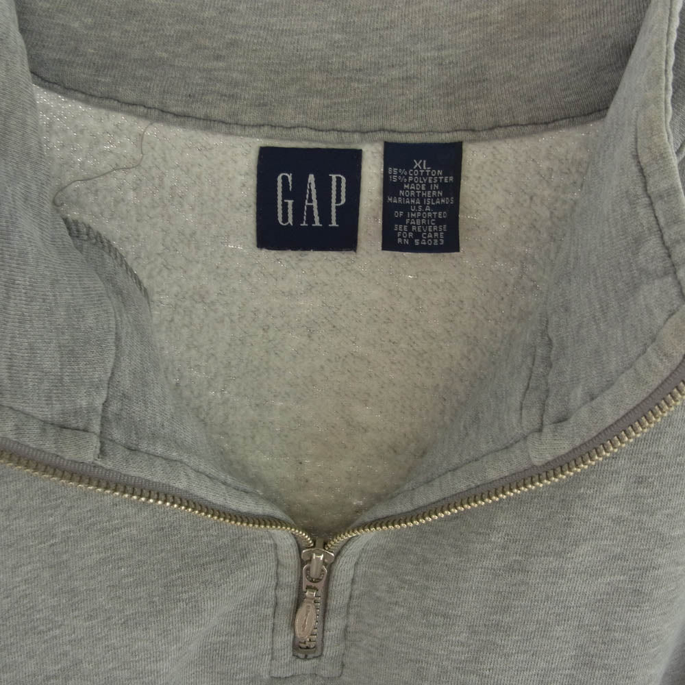 GAP ギャップ OLD GAP ロゴ刺繍 オールド ハーフジップ スウェット プルオーバー グレー系 XL【中古】