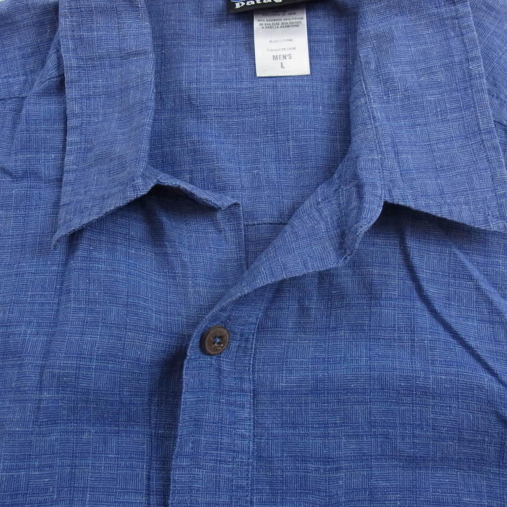 patagonia パタゴニア 53155S8 00s ヘンプ オーガニック コットン 半袖 シャツ ブルー系 L【中古】