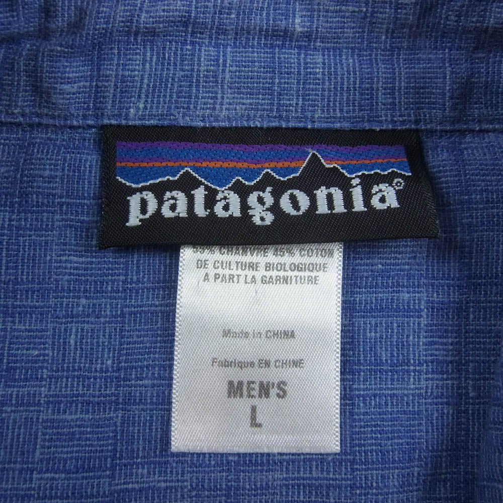 patagonia パタゴニア 53155S8 00s ヘンプ オーガニック コットン 半袖 シャツ ブルー系 L【中古】