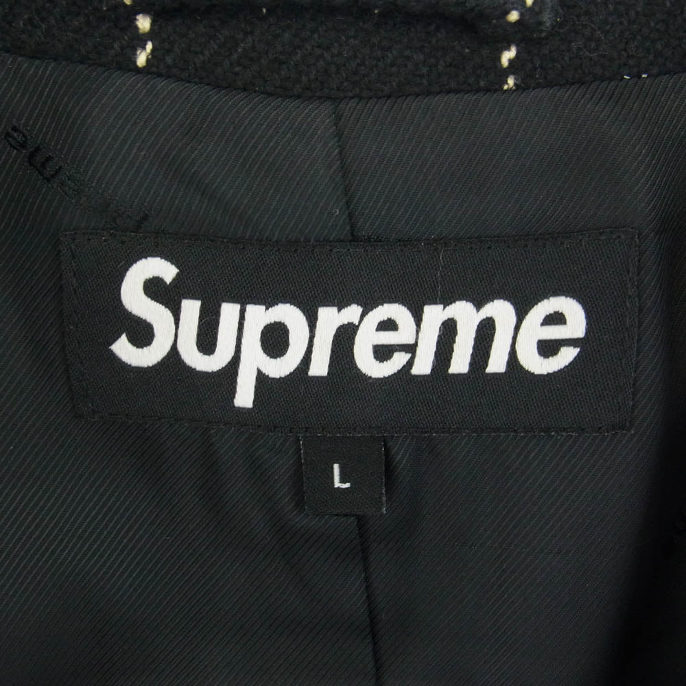 Supreme シュプリーム 19AW Wool Windowpane Overcoat ウール ウィンドペイン オーバー コート ブラック系 L【中古】