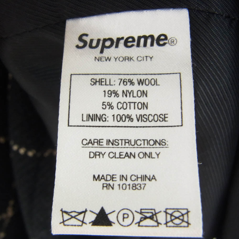 Supreme シュプリーム 19AW Wool Windowpane Overcoat ウール ウィンドペイン オーバー コート ブラック系 L【中古】
