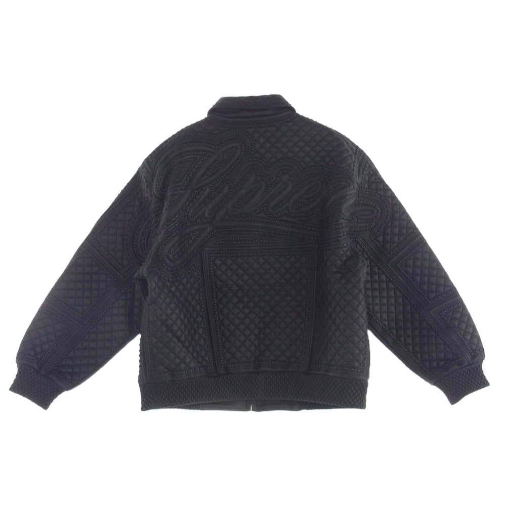Supreme シュプリーム 22AW Studded Quilted Leather Jacket スタッド キルテッド レザー ジャケット ラムスキンレザー スタッズ ブラック系 L【新古品】【未使用】【中古】