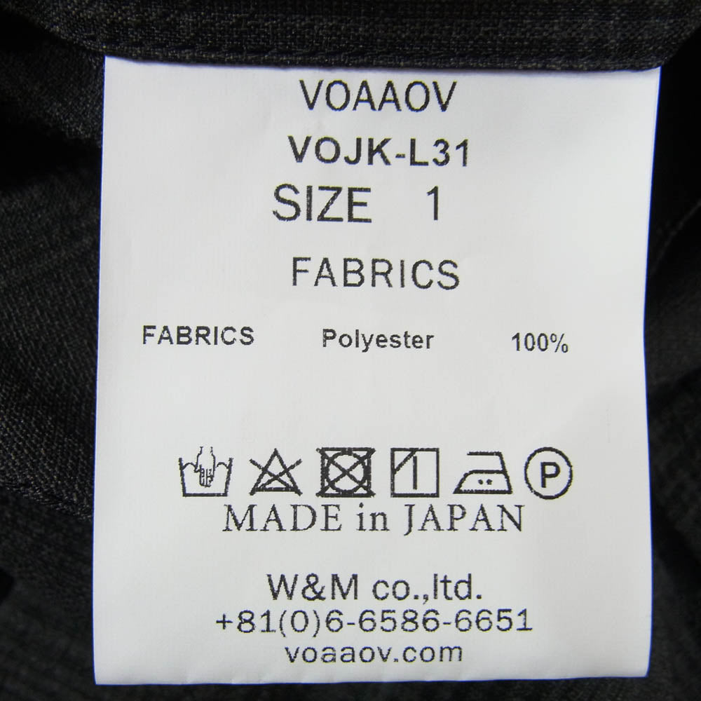 ヴォアーブ VOJK-L31 Chic Tech Big Tailored Jacket チェック柄 チックテック ビッグ テーラードジャケット チャコール系 1【新古品】【未使用】【中古】