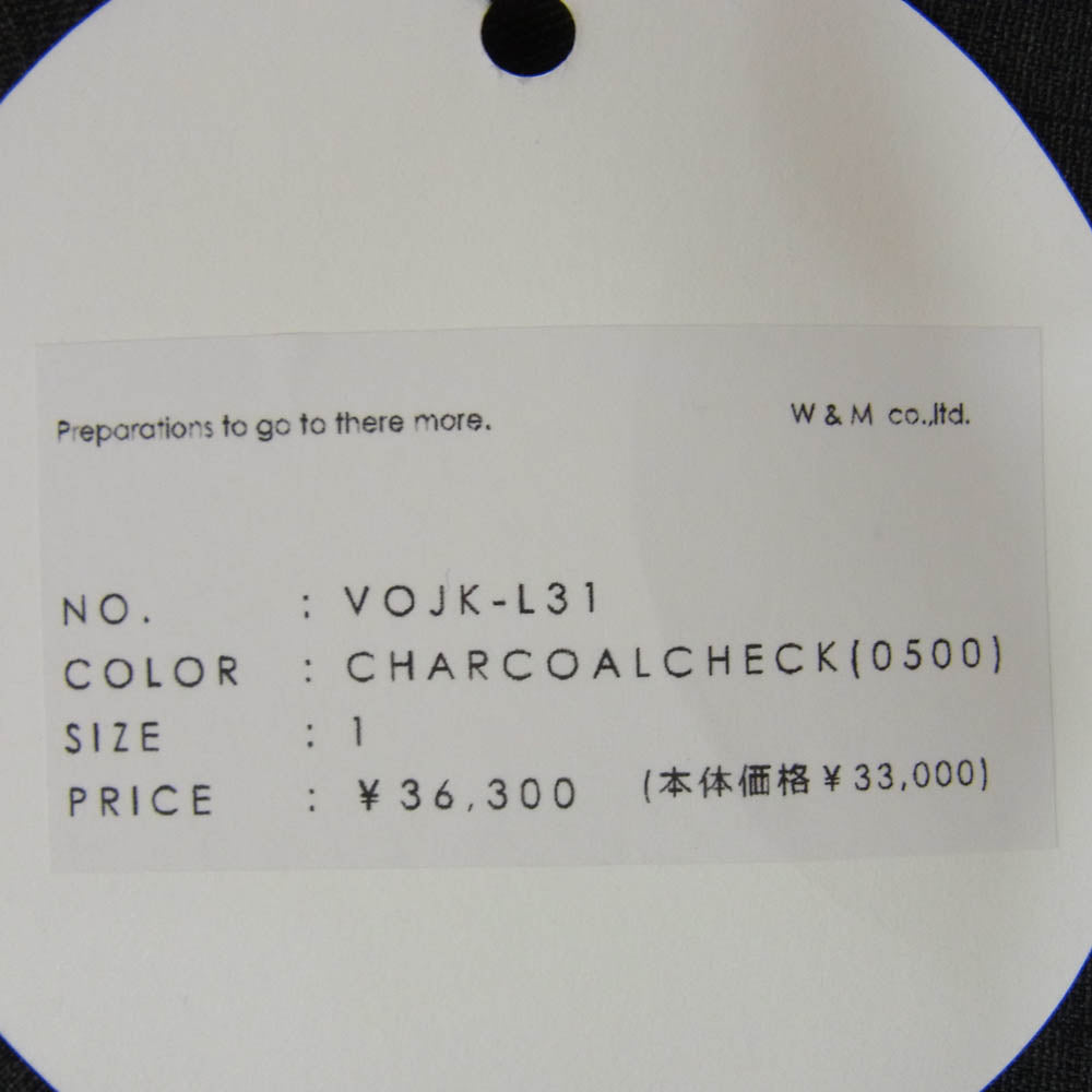 ヴォアーブ VOJK-L31 Chic Tech Big Tailored Jacket チェック柄 チックテック ビッグ テーラードジャケット チャコール系 1【新古品】【未使用】【中古】