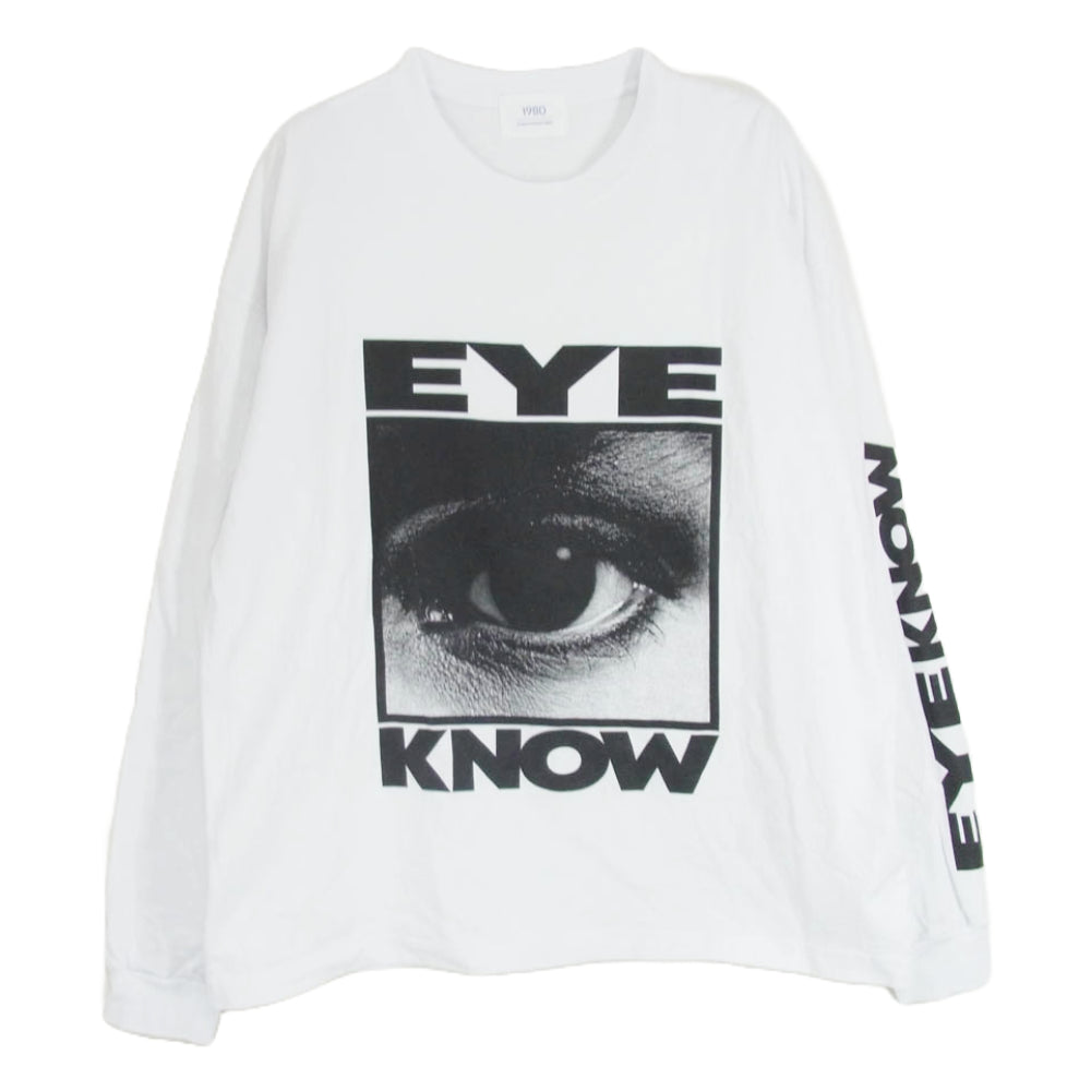 ナインティーンエスオー EYE KNOW プリント ロングスリーブ シャツ 長袖 カットソー ホワイト系 L【中古】