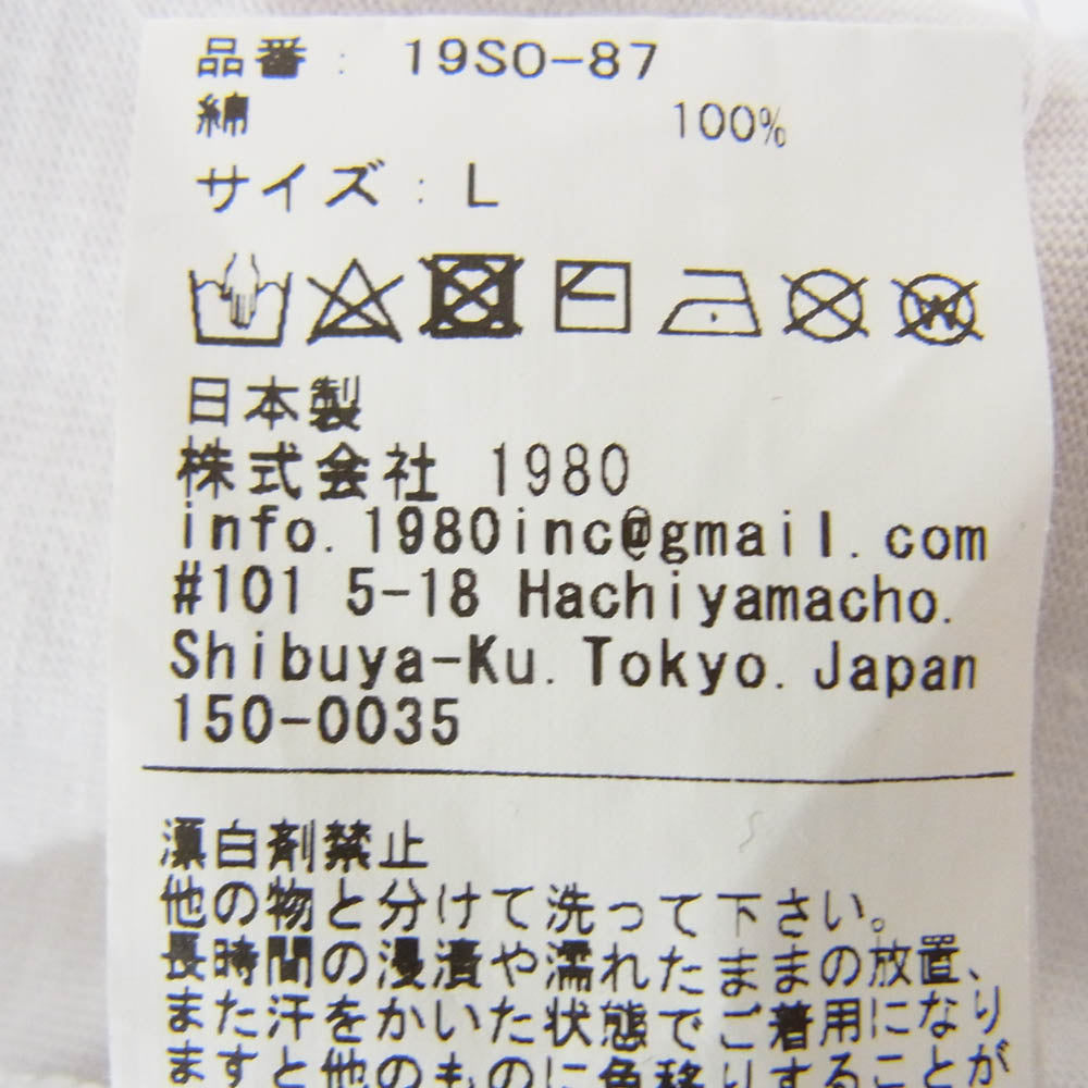 ナインティーンエスオー EYE KNOW プリント ロングスリーブ シャツ 長袖 カットソー ホワイト系 L【中古】