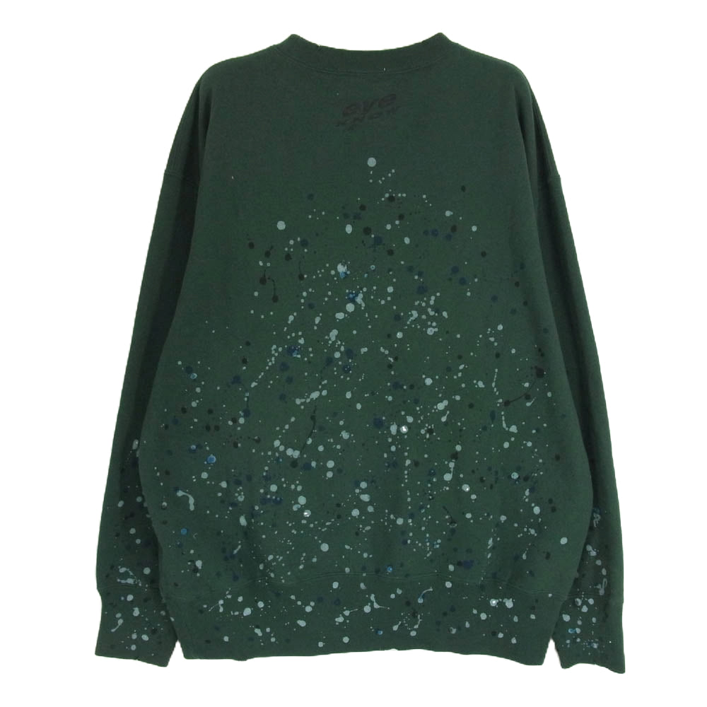 ナインティーンエスオー 23AW EYE KNOW ダメージ ペイント 加工 スウェット グリーン系 M【中古】