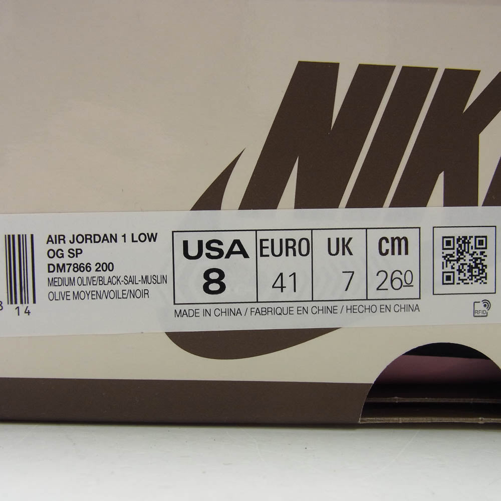 NIKE ナイキ DM7866-200 Travis Scott × Nike Air Jordan 1 Low OG SP Reverse Olive ローカット スニーカー グリーン系 ホワイト系 26cm【中古】