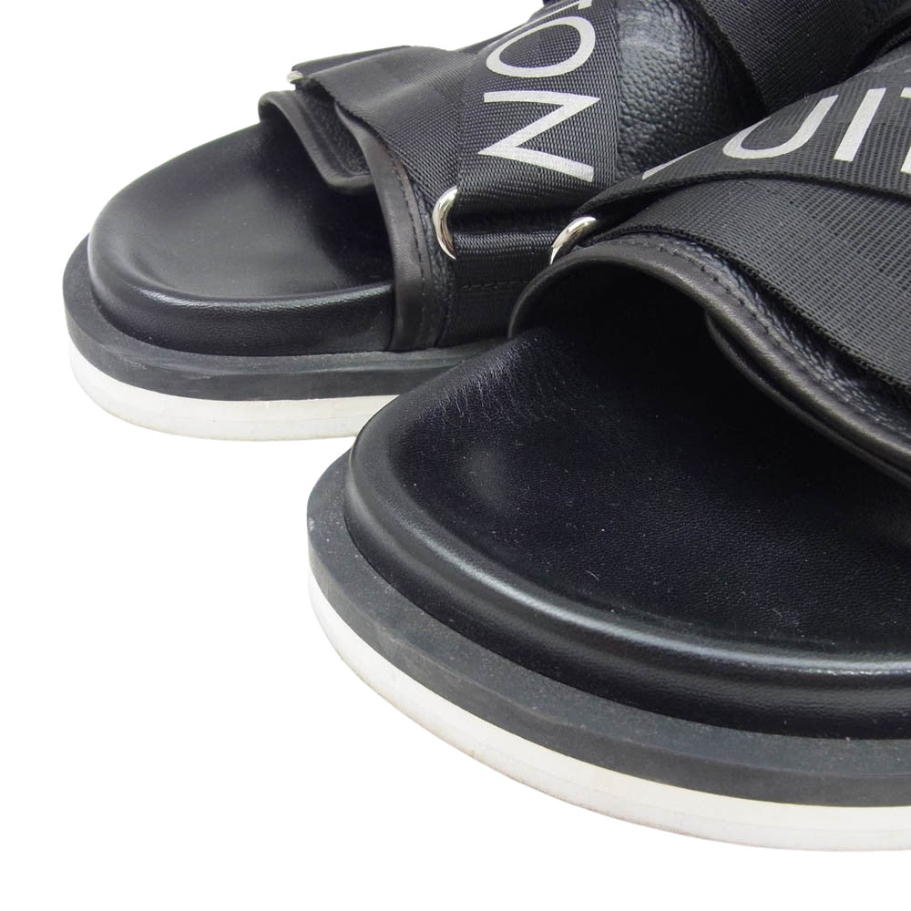 LOUIS VUITTON ルイ・ヴィトン 1A4U03 ホノルル・ラインミュール ベルト ストラップ レザー モノグラム サンダル ブラック系 8【中古】