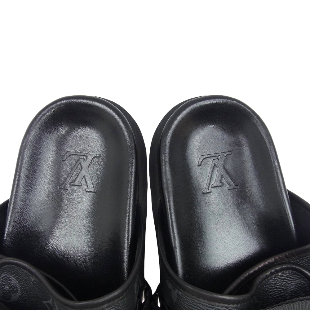 LOUIS VUITTON ルイ・ヴィトン 1A4U03 ホノルル・ラインミュール ベルト ストラップ レザー モノグラム サンダル ブラック系 8【中古】