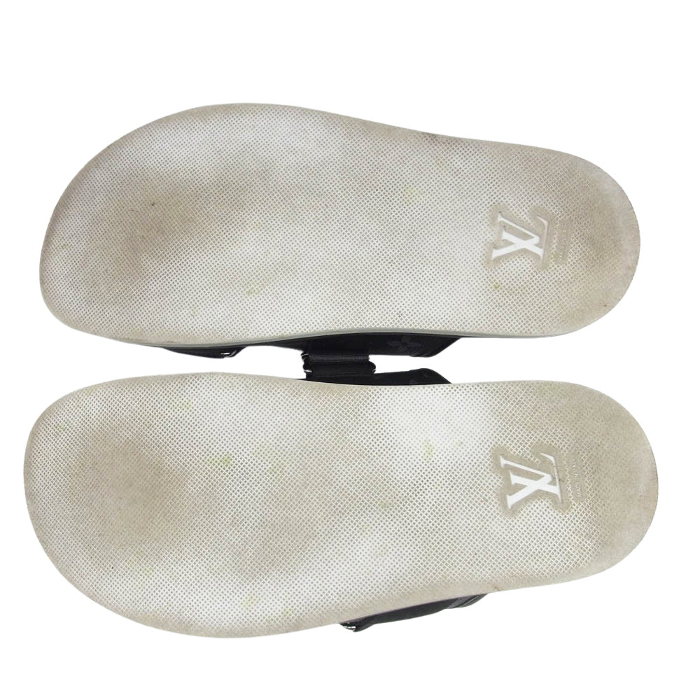 LOUIS VUITTON ルイ・ヴィトン 1A4U03 ホノルル・ラインミュール ベルト ストラップ レザー モノグラム サンダル ブラック系 8【中古】