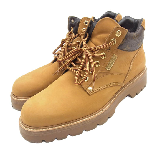 LOUIS VUITTON ルイ・ヴィトン BM0189 オーベルカンフ・ライン モノグラム 切替 アンクル 6ホール ブーツ ブラウン系 8【中古】