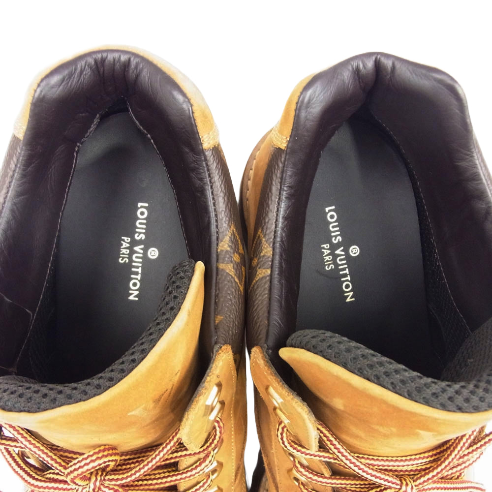 LOUIS VUITTON ルイ・ヴィトン BM0189 オーベルカンフ・ライン モノグラム 切替 アンクル 6ホール ブーツ ブラウン系 8【中古】