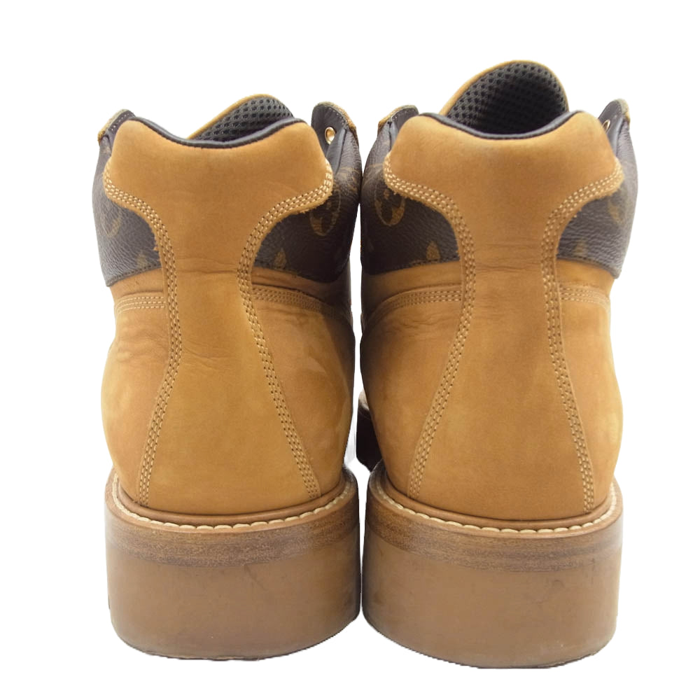 LOUIS VUITTON ルイ・ヴィトン BM0189 オーベルカンフ・ライン モノグラム 切替 アンクル 6ホール ブーツ ブラウン系 8【中古】