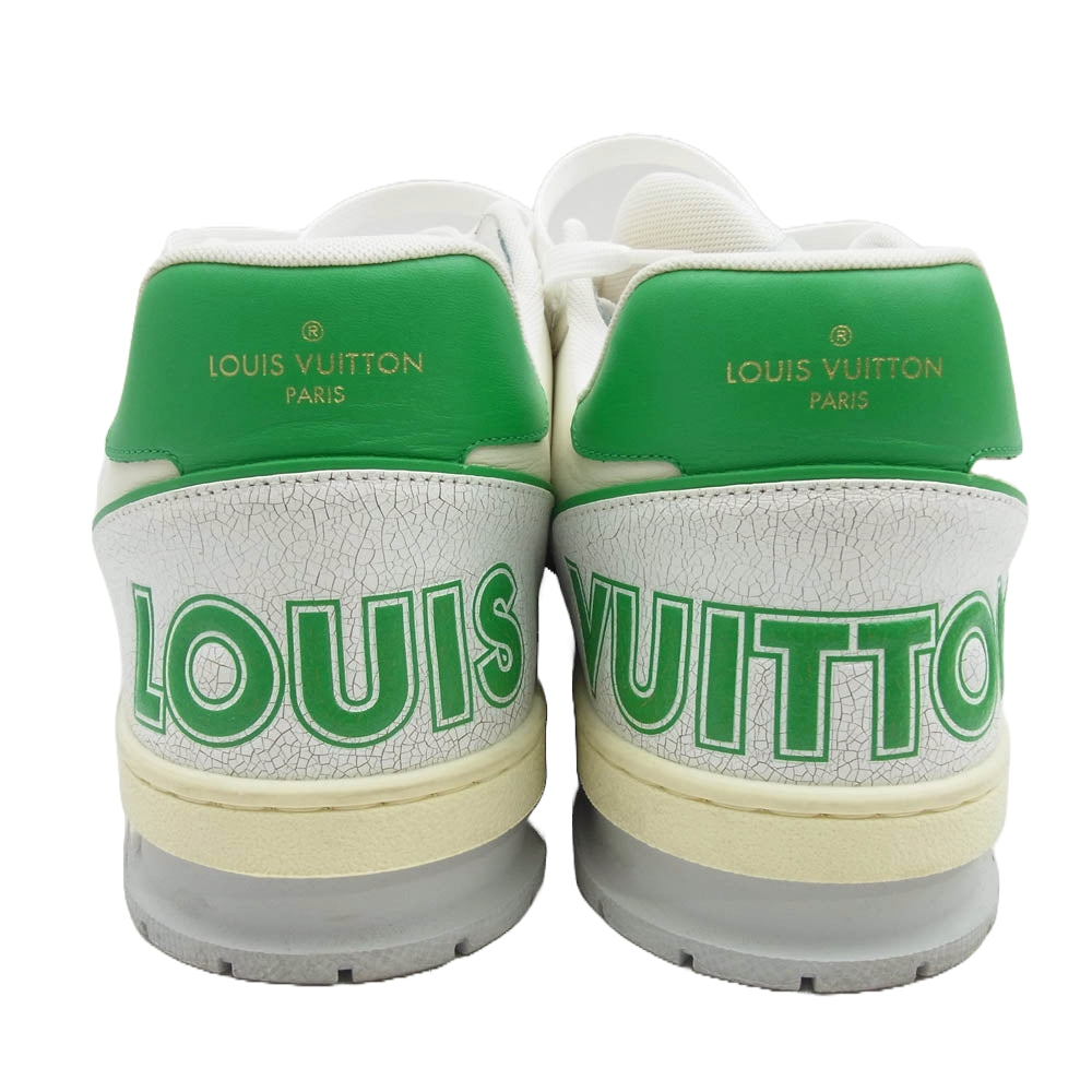 LOUIS VUITTON ルイ・ヴィトン 22SS MS0251 LVトレイナー ベルクロ モノグラム ローカット スニーカー グリーン オフホワイト系 ライトグリーン系 8【中古】