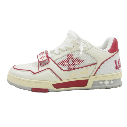 LOUIS VUITTON ルイ・ヴィトン 22SS MS0261 LVトレイナー ベルクロ モノグラム ローカット スニーカー レッド オフホワイト系 8【中古】