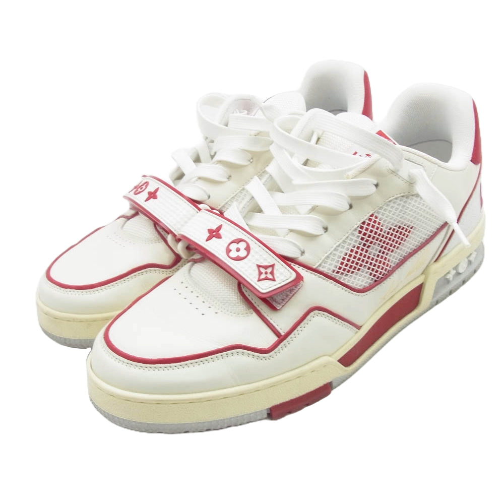 LOUIS VUITTON ルイ・ヴィトン 22SS MS0261 LVトレイナー ベルクロ モノグラム ローカット スニーカー レッド オフホワイト系 8【中古】