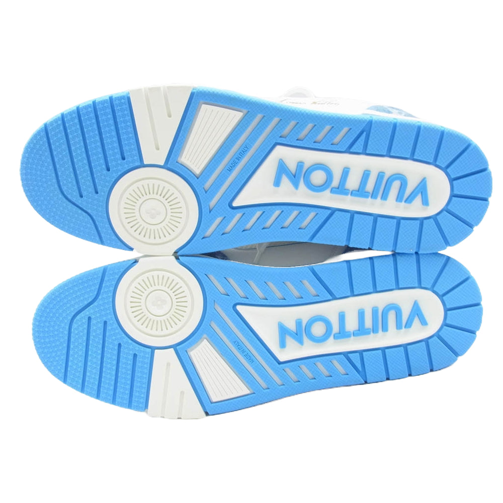 LOUIS VUITTON ルイ・ヴィトン 22SS 1A9ZI6 LV トレイナー ライン モノグラム デニム ローカット スニーカー ブルー ライトブルー系 ホワイト系 8【新古品】【未使用】【中古】