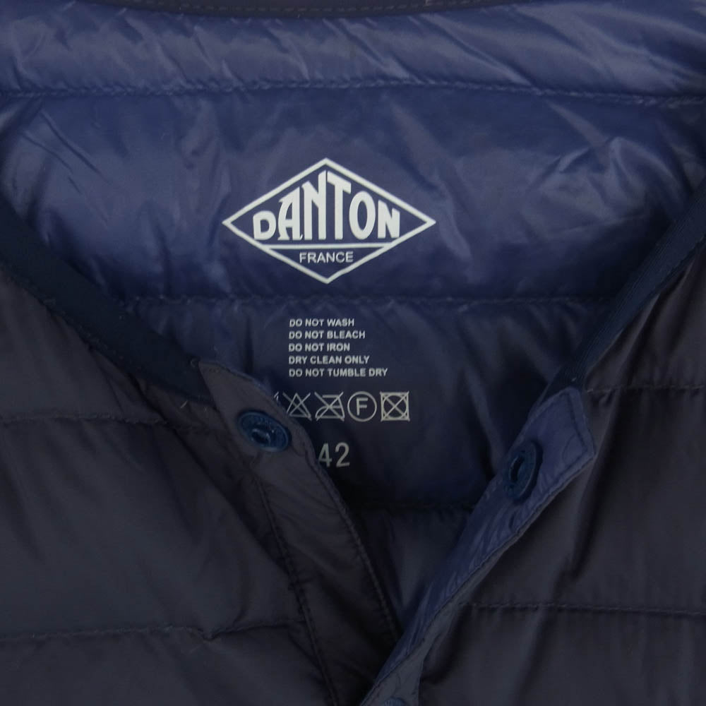 Danton ダントン 15A-KW-002 JD-8646 クルーネック インナー ダウン ジャケット ネイビー系 42【中古】