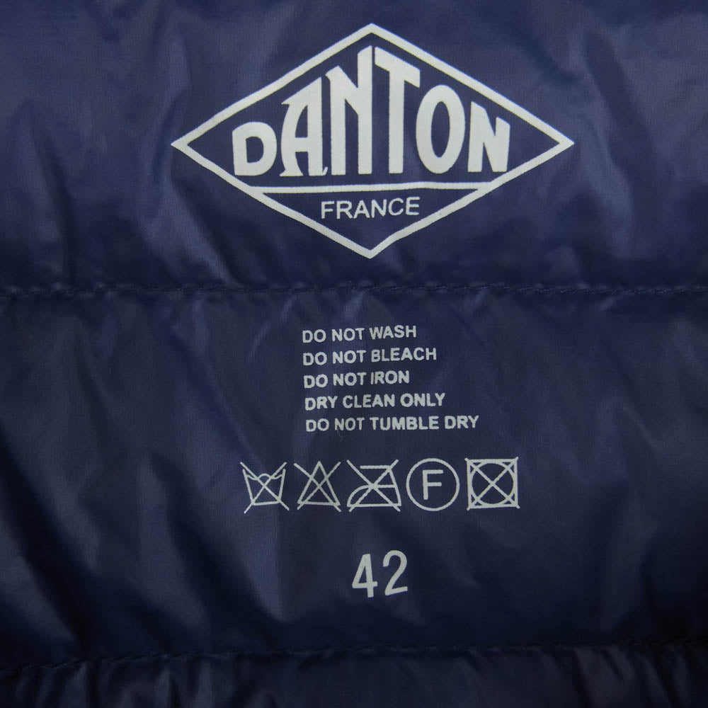 Danton ダントン 15A-KW-002 JD-8646 クルーネック インナー ダウン ジャケット ネイビー系 42【中古】