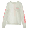 CHROME HEARTS クロムハーツ（原本無） Neon Pink Stripe Logo L/S Tee ネオンピンク アームロゴ ストライプ ロゴ ロング スリーブ 長袖 Tシャツ ロンT ホワイト系 M【中古】