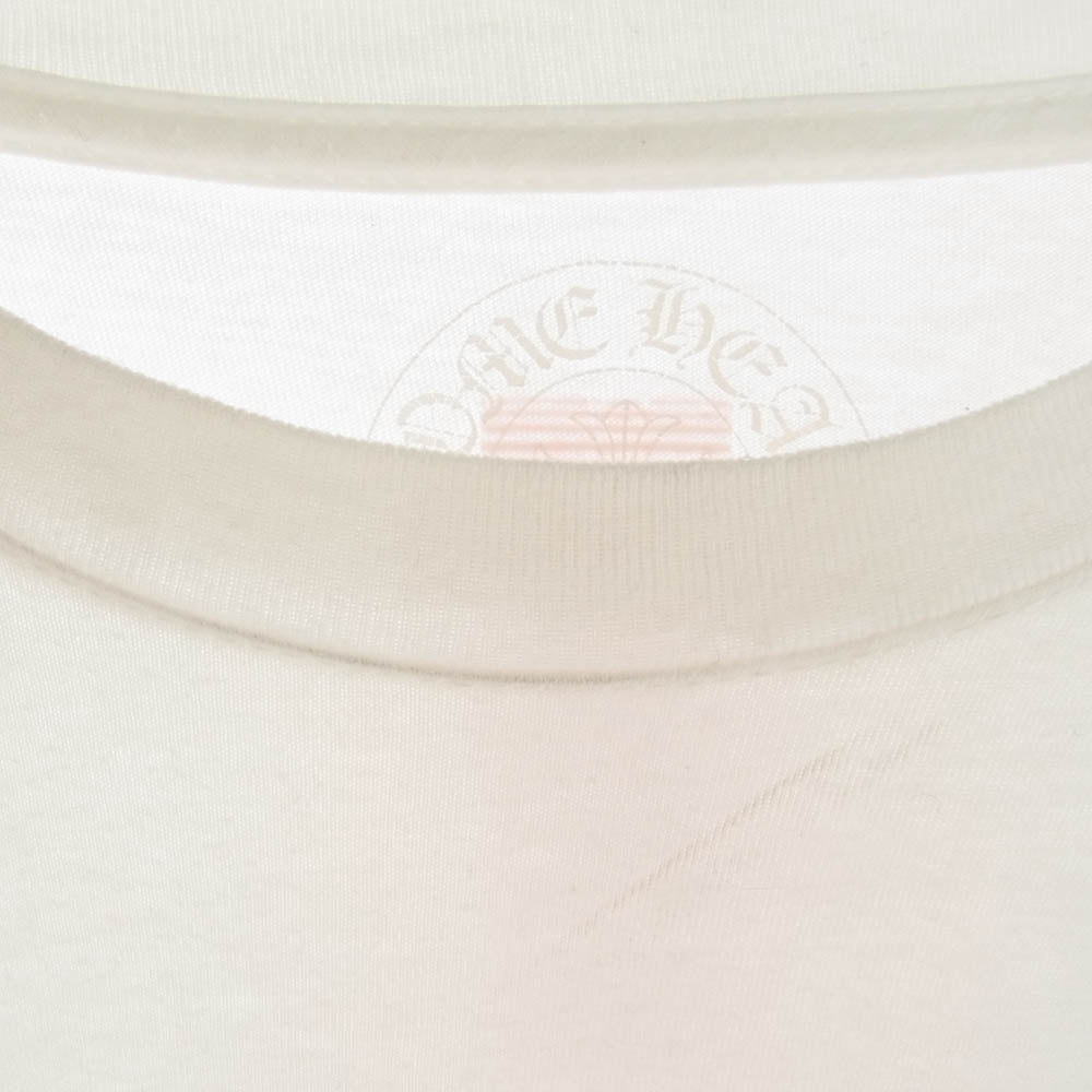 CHROME HEARTS クロムハーツ（原本無） Neon Pink Stripe Logo L/S Tee ネオンピンク アームロゴ ストライプ ロゴ ロング スリーブ 長袖 Tシャツ ロンT ホワイト系 M【中古】