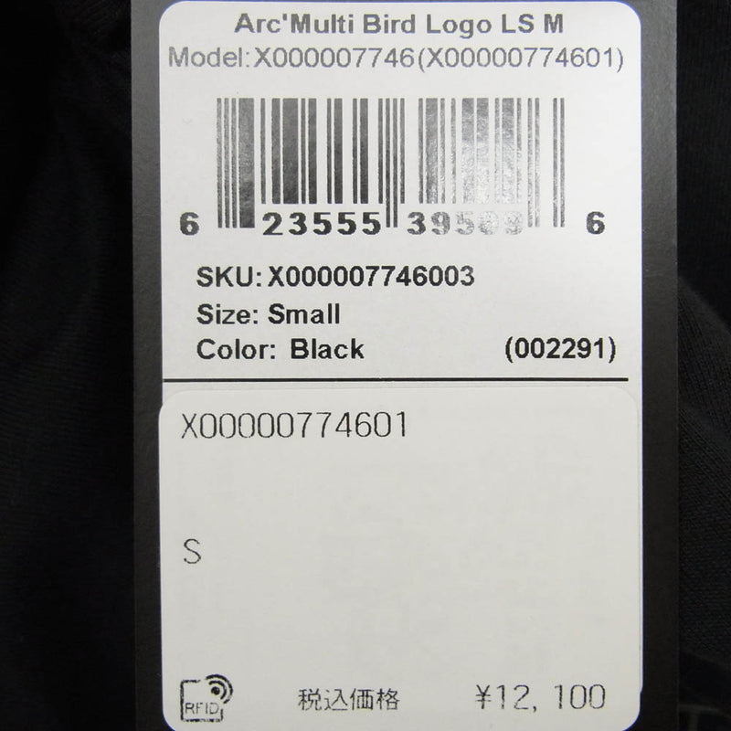 ARC'TERYX アークテリクス X000007746 ARC’ MULTI BIRD LOGO LS マルチ バード ロゴ ロングスリーブ 長袖 カットソー ブラック系 S【新古品】【未使用】【中古】