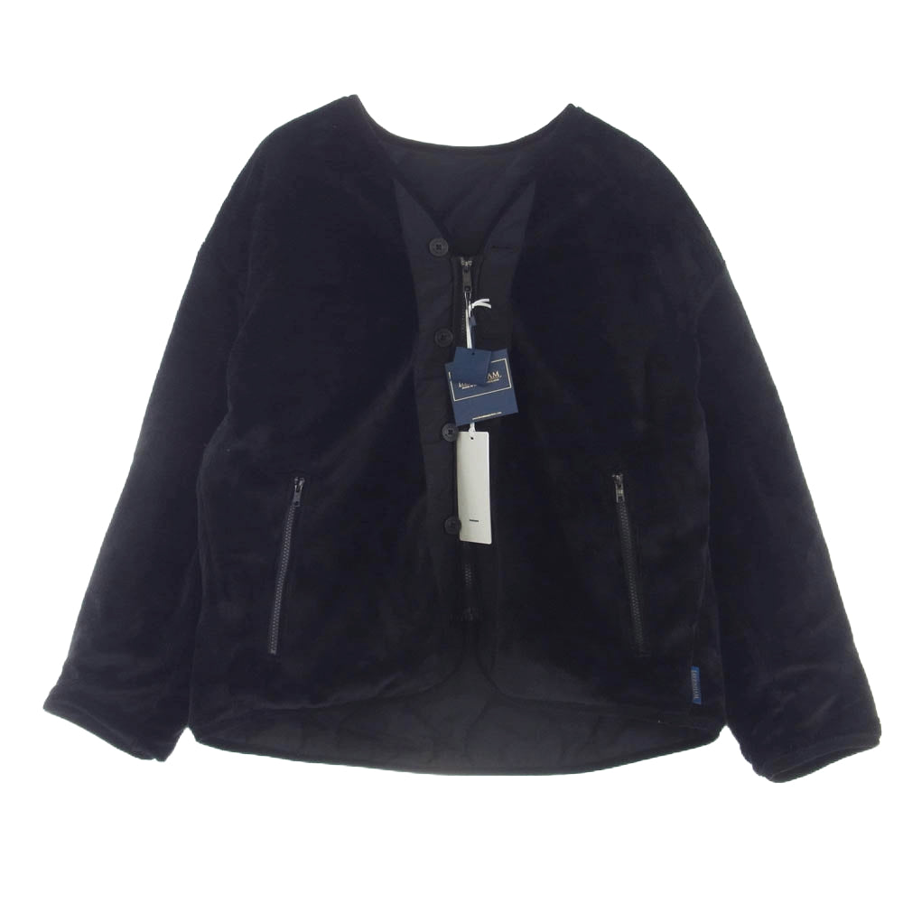 LAVENHAM ラベンハム GM233-30100 × Graphpaper Reversible Collarless Blouson リバーシブル ノーカラー ブルゾン ボア 中綿 ブラック系 1【新古品】【未使用】【中古】