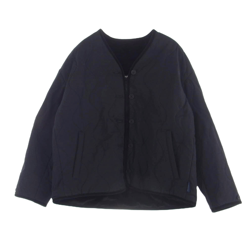 LAVENHAM ラベンハム GM233-30100 × Graphpaper Reversible Collarless Blouson リバーシブル ノーカラー ブルゾン ボア 中綿 ブラック系 1【新古品】【未使用】【中古】