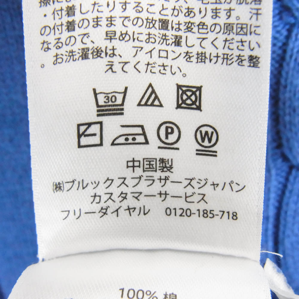 Brooks Brothers ブルックスブラザーズ スーピマコットン ワンポイント刺繍 ケーブル編み クルーネック ニット セーター ブルー系 L【中古】