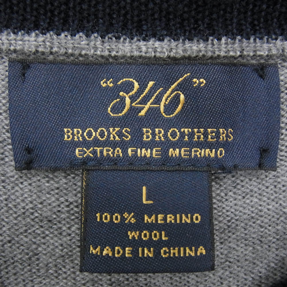Brooks Brothers ブルックスブラザーズ 346 メリノウール ハーフジップ エンブロイダリー ワンポイント刺繍 ニット セーター プルオーバー グレー系 L【中古】