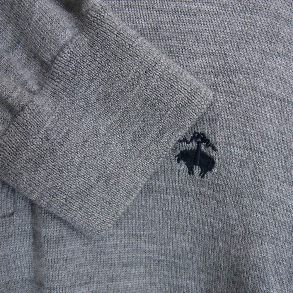 Brooks Brothers ブルックスブラザーズ 346 メリノウール ハーフジップ エンブロイダリー ワンポイント刺繍 ニット セーター プルオーバー グレー系 L【中古】